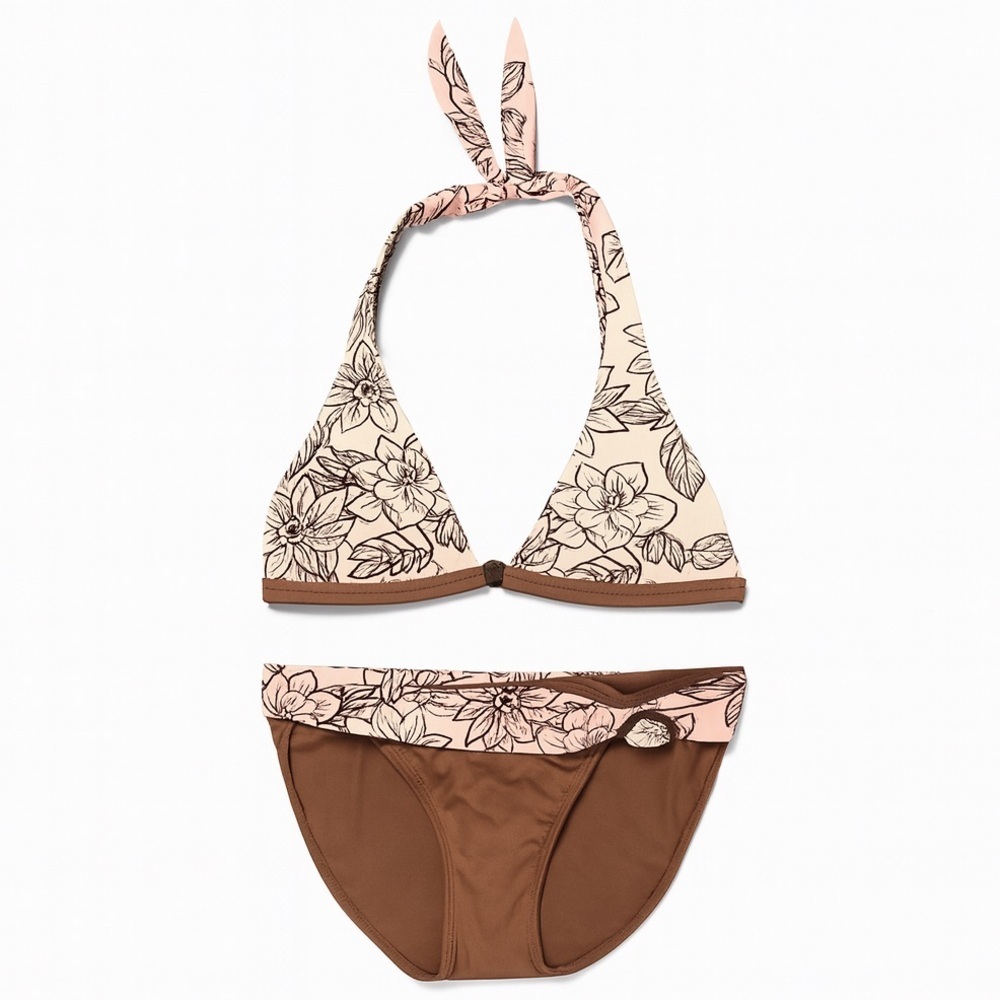 Baltex Floral Halter Bikini Top and Bottoms